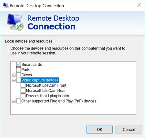 rdp device redirection